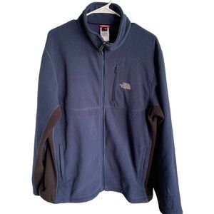 North Face Full Zip Fleece Jacket Mens Size Large Blue Black Coat